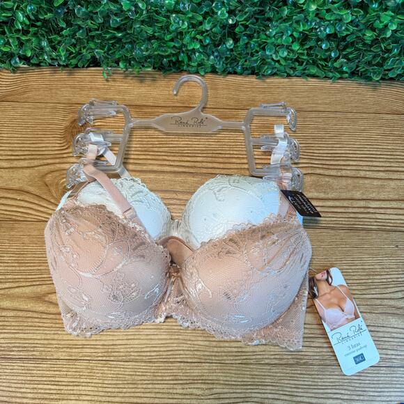 NWT Rene Rofe 2 Pack 36C Extreme Push Up Bras White Nude Colors - Picture 1 of 7